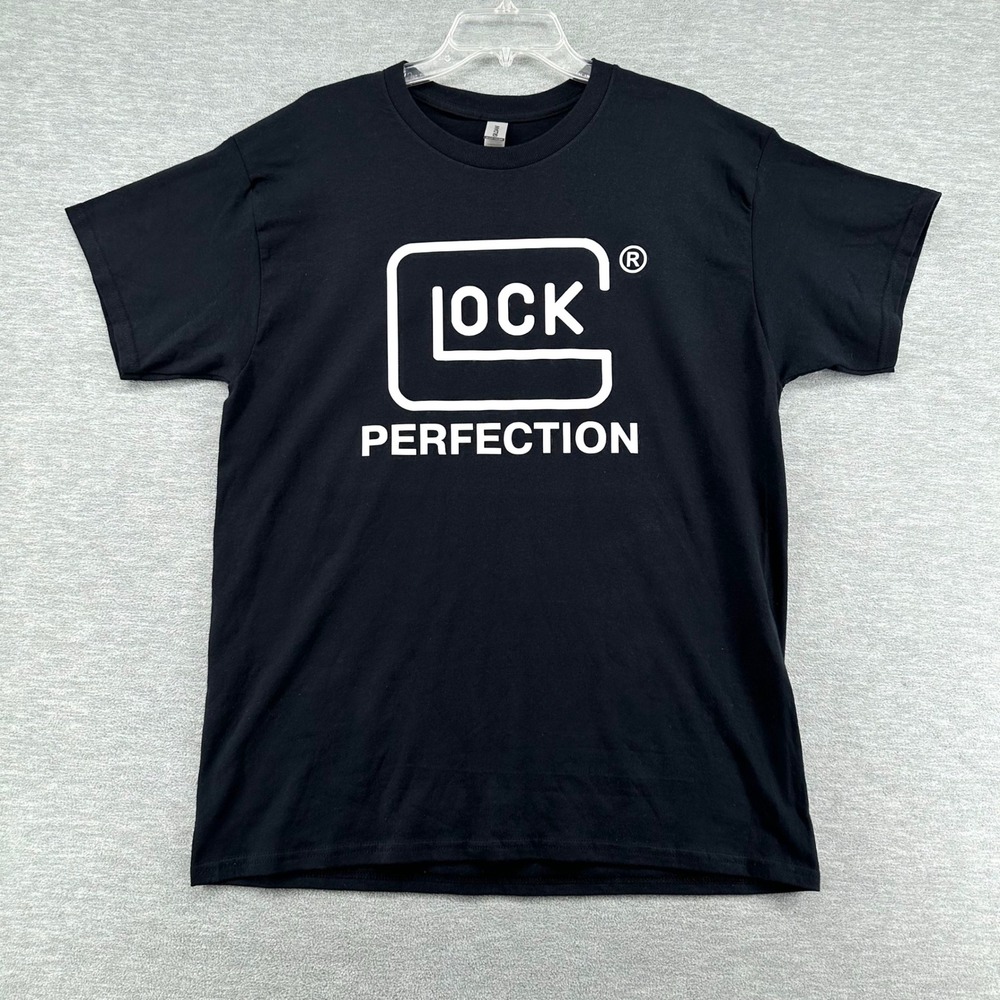 Glock Perfection T-Shirt Men's Large Black Graphic Tee Short Sleeve Heavy Cotton